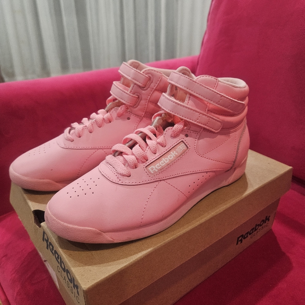 Reebok Pink High-Top Sneakers with Double Straps